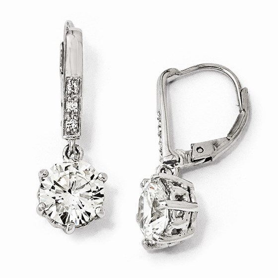 Sterling Silver Zirconia Leverback Earrings (25 mm) Sterling Silver Zirconia Leverback Earrings (25 mm)